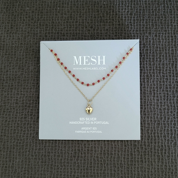 MESH Red❤️ "Splash"🌊 and Gold Heart💛 Double✌️ Necklace - Picture 5 of 16
